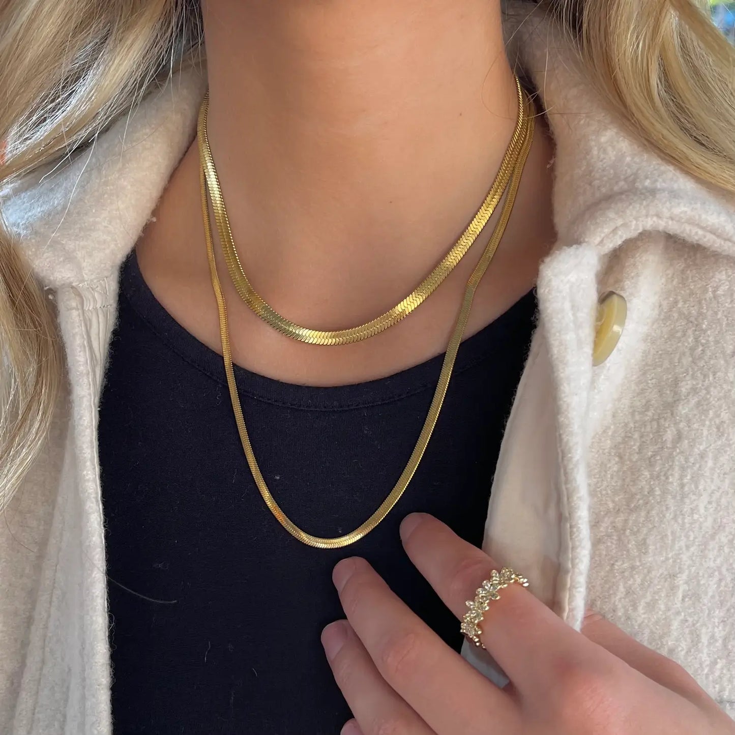 Gold Herringbone Necklace