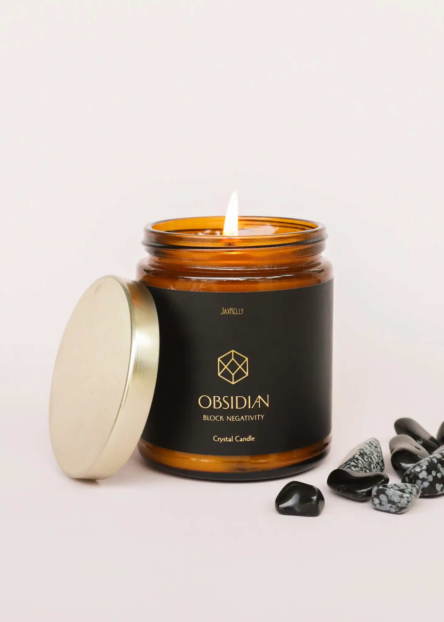 Obsidian Crystal Candle