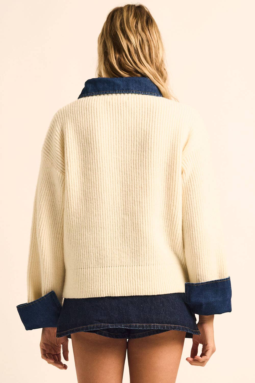 Knit and Denim Sweater