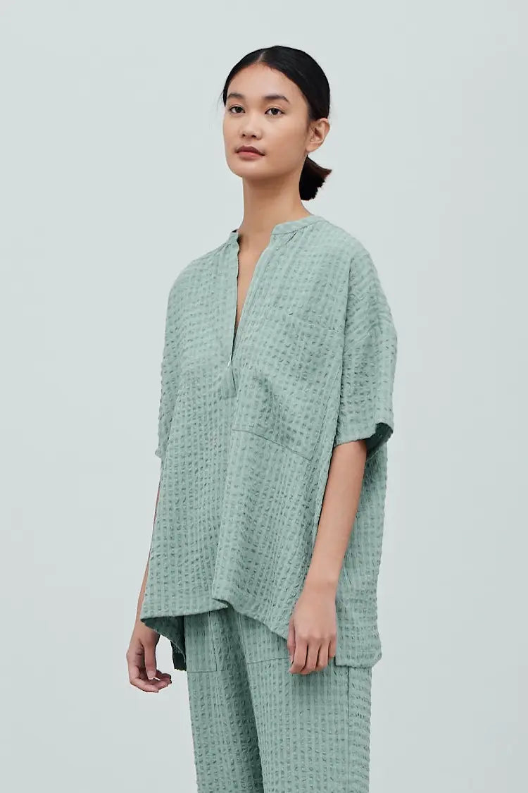 Plaid Sea Top