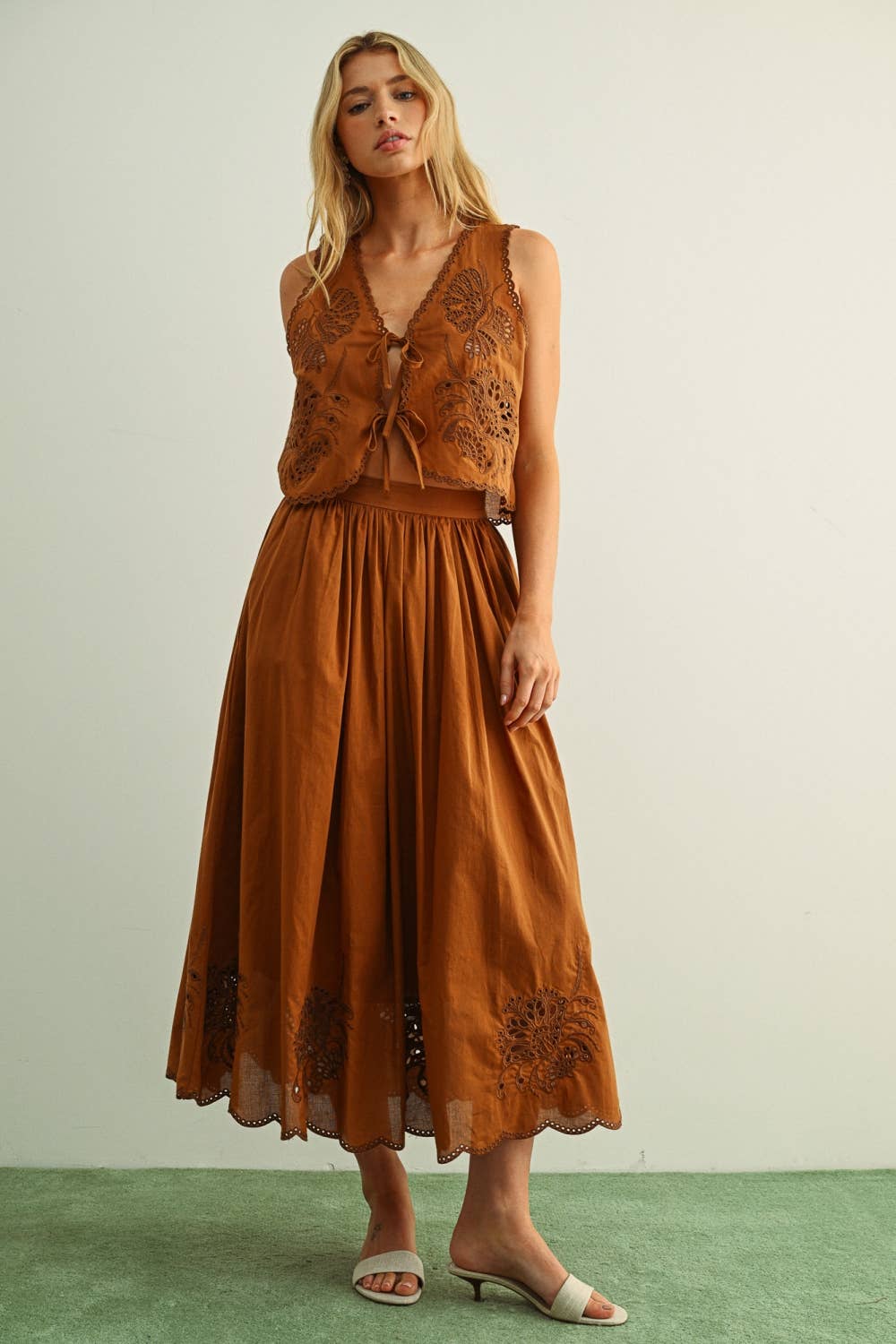 Toffee Eyelet Skirt