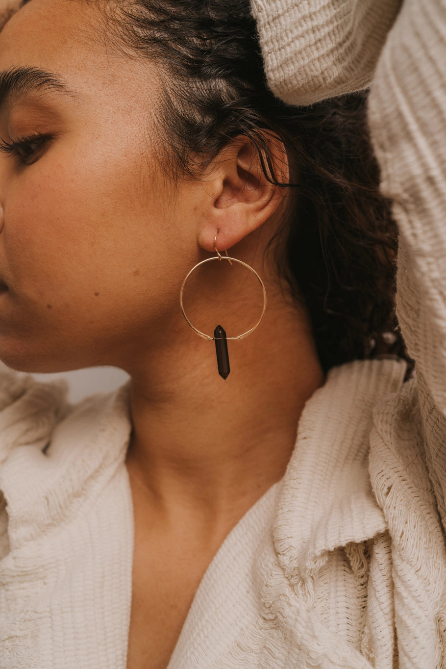 Smoky Quartz Hoops