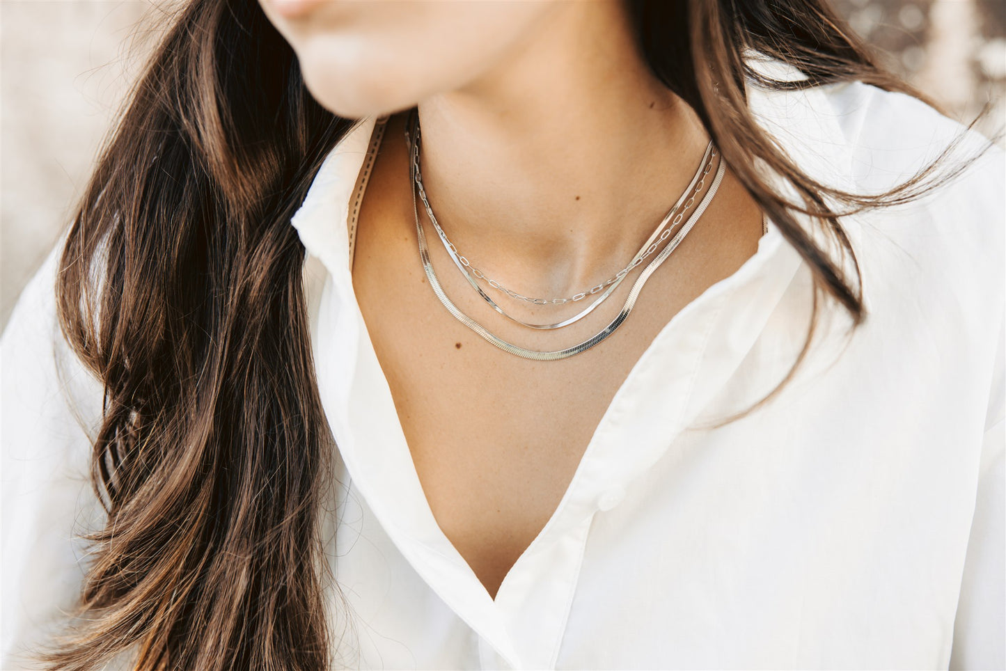 Silver Herringbone Necklace