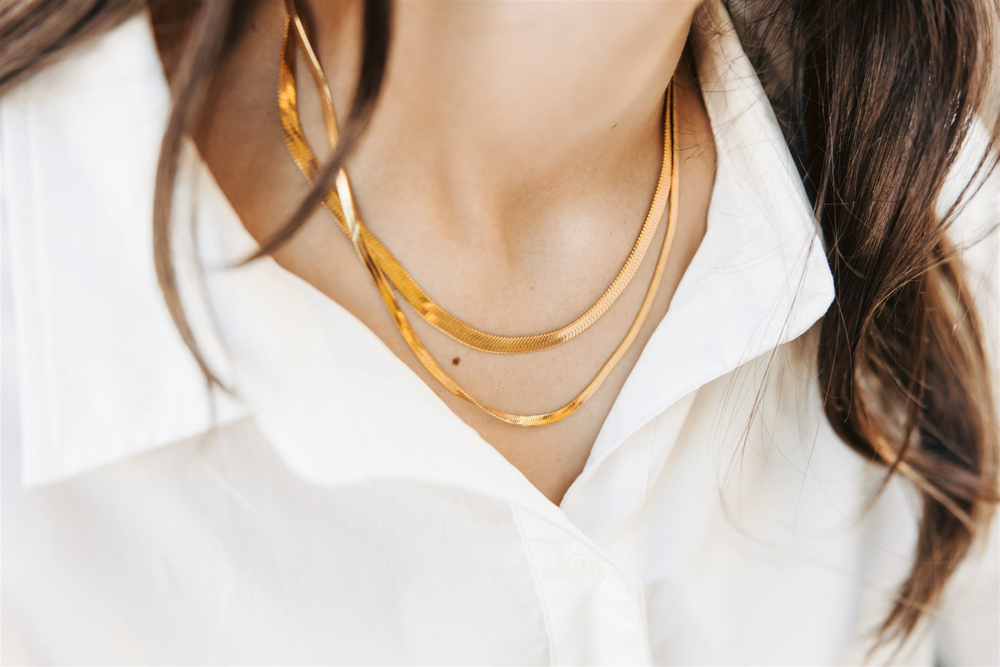 Gold Herringbone Necklace