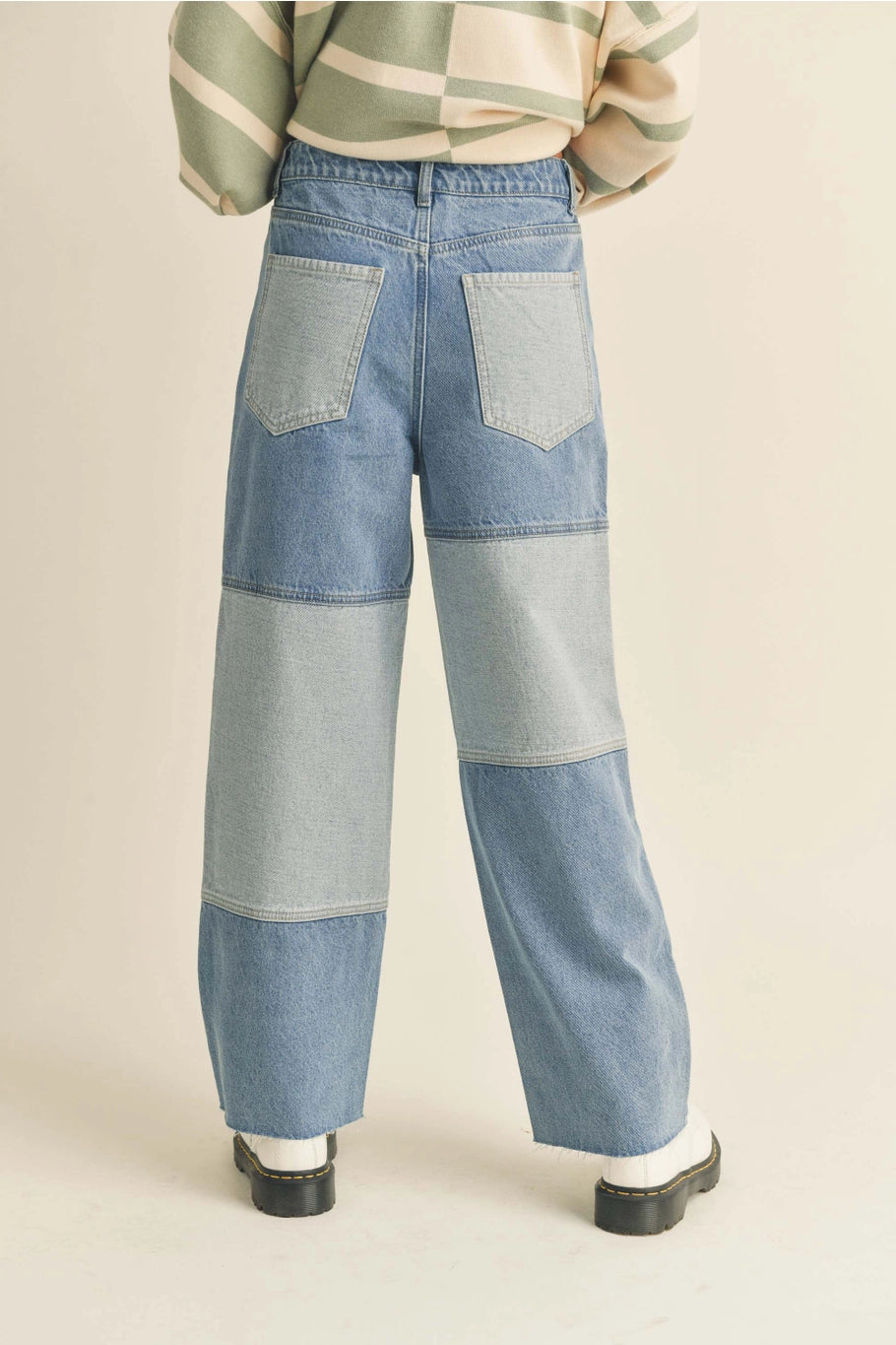 Denim Blocked Pants