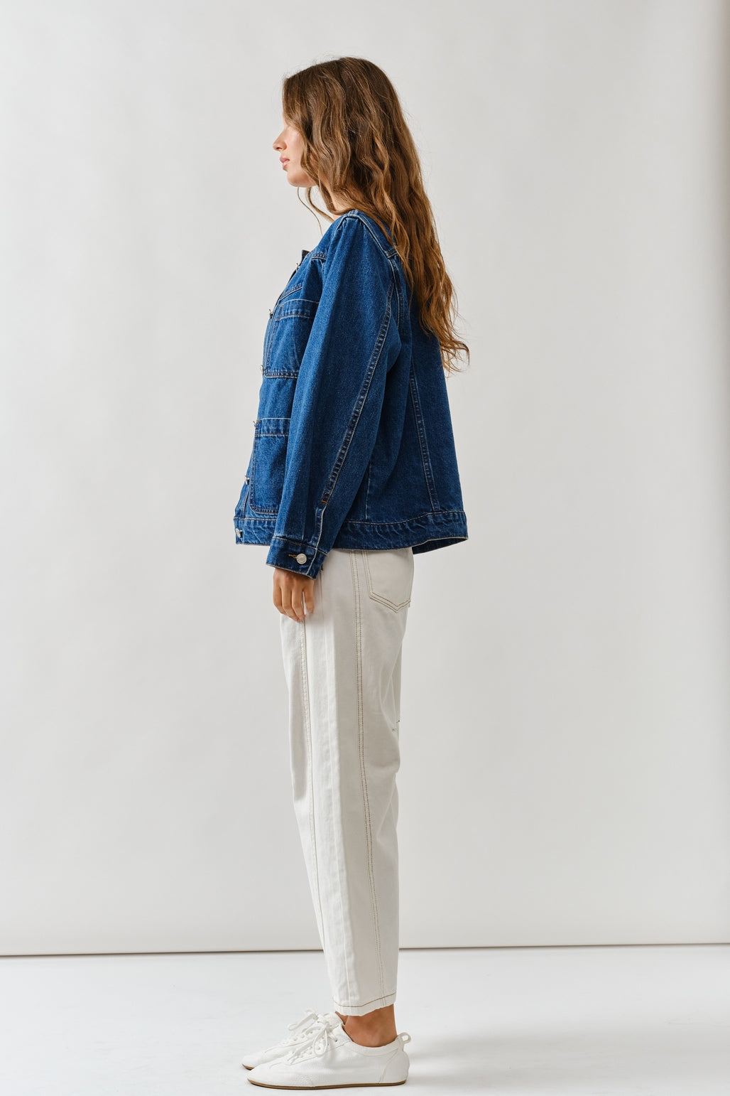 Crew Neck Denim Jacket