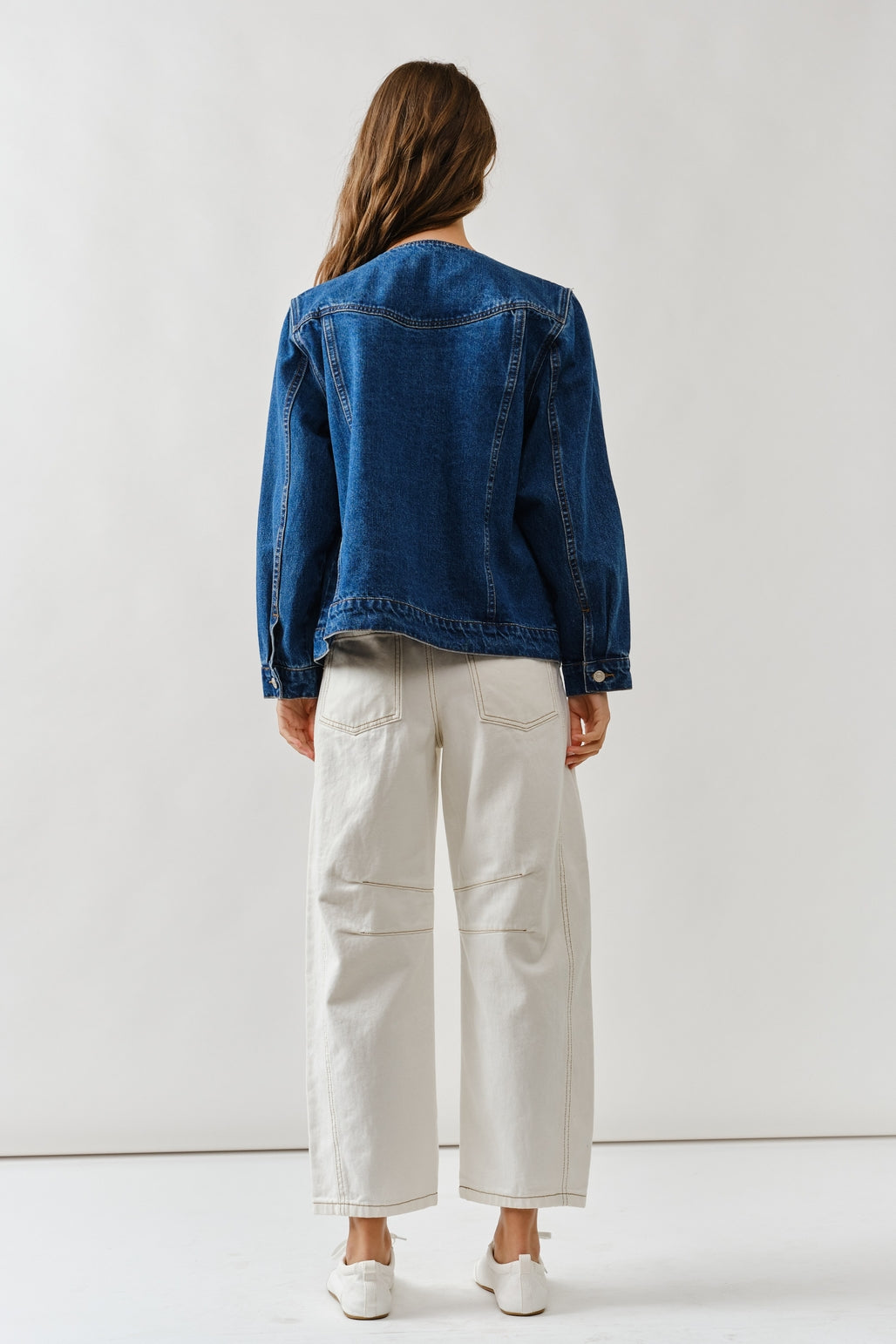 Crew Neck Denim Jacket