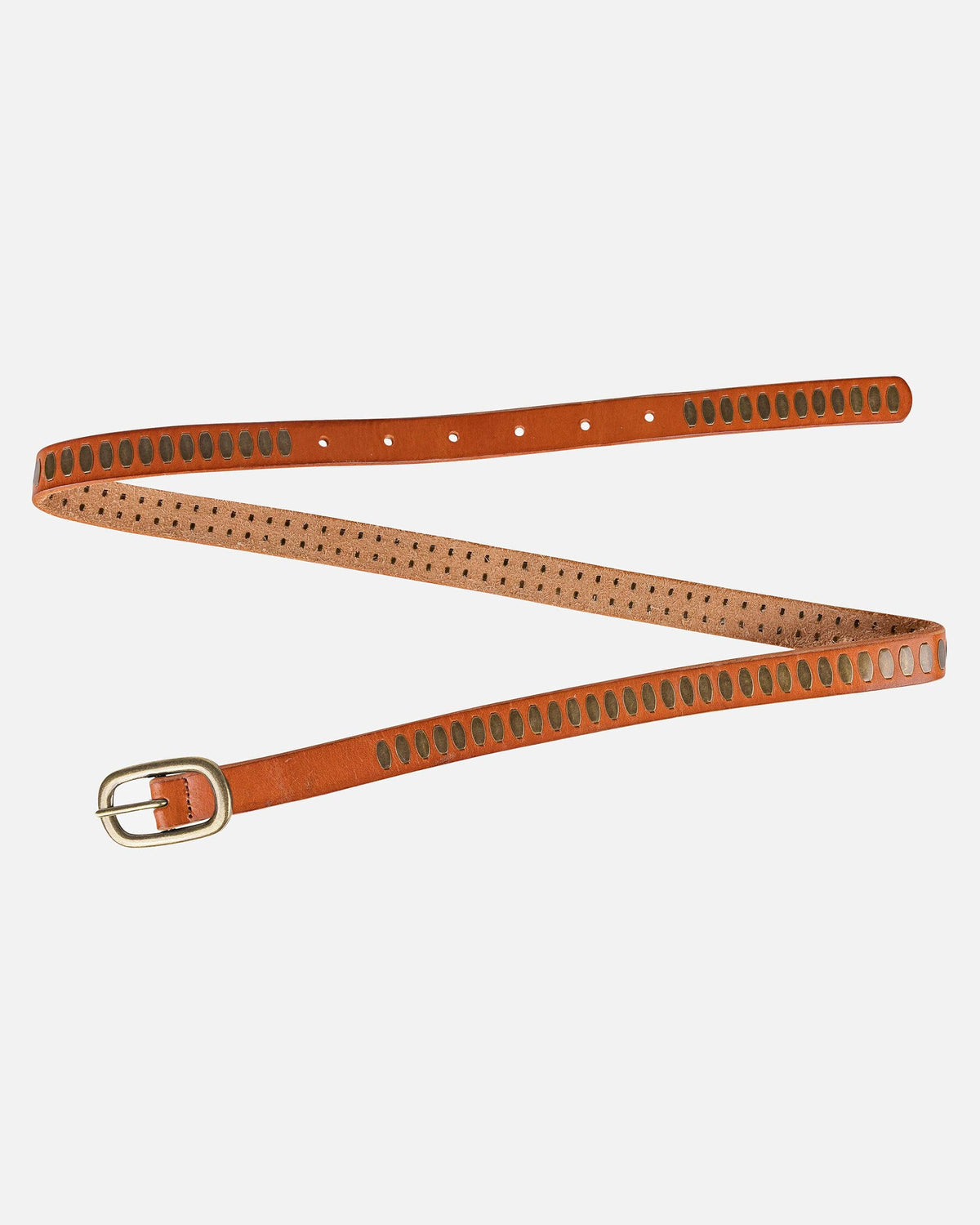 Ines | Premium Handcrafted Leather Belt with Antique Brass Hardware