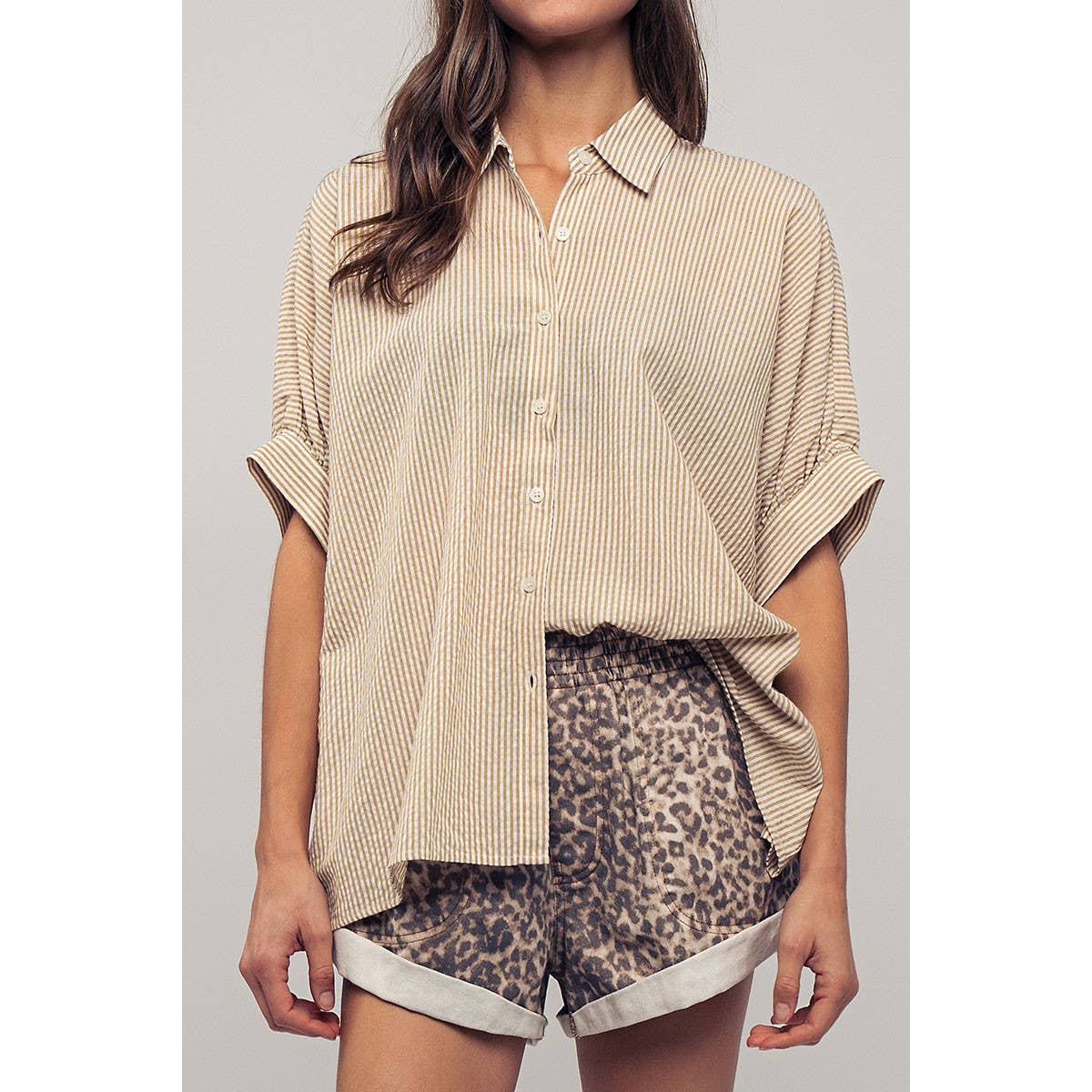 Oversized Pinstripe Button Up