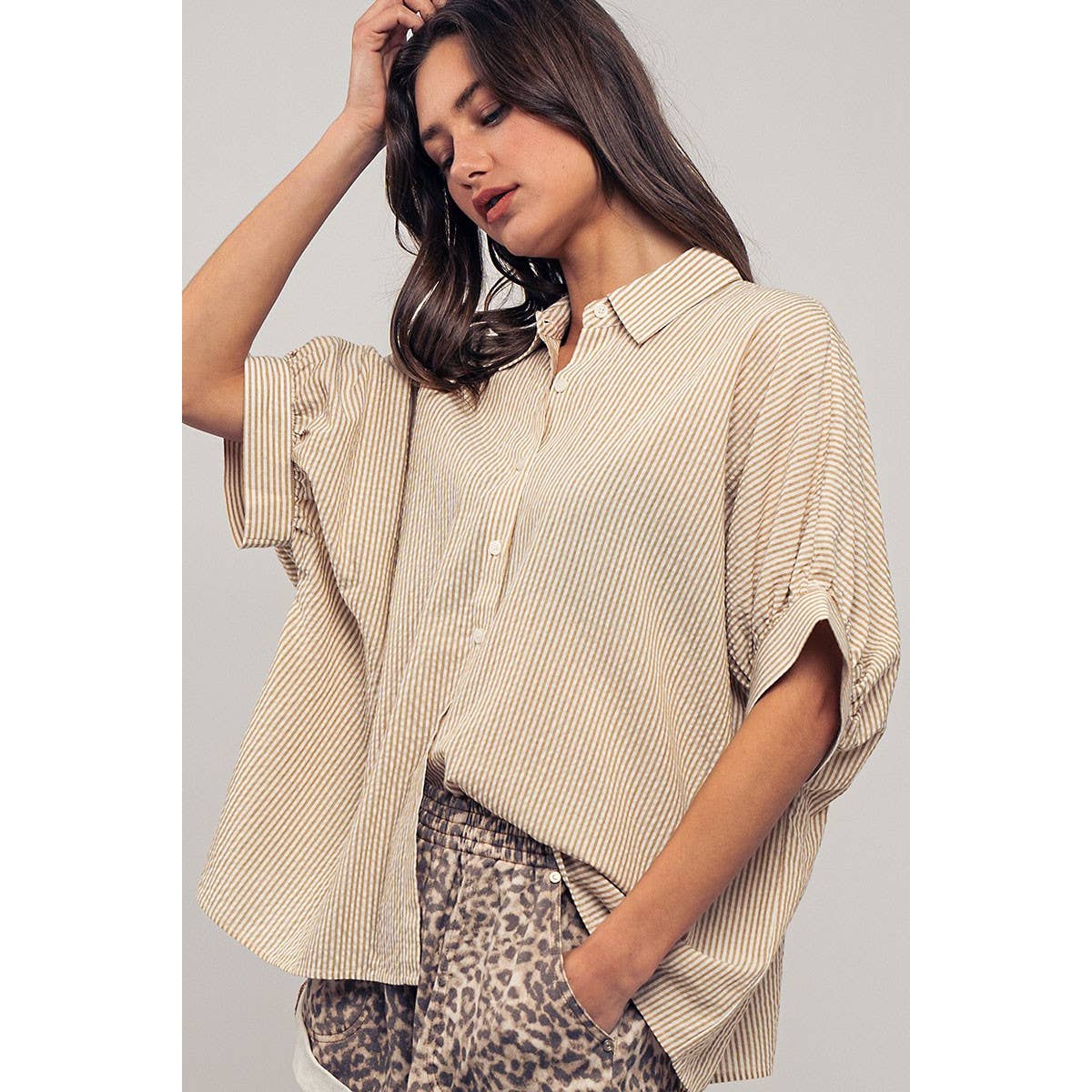 Oversized Pinstripe Button Up