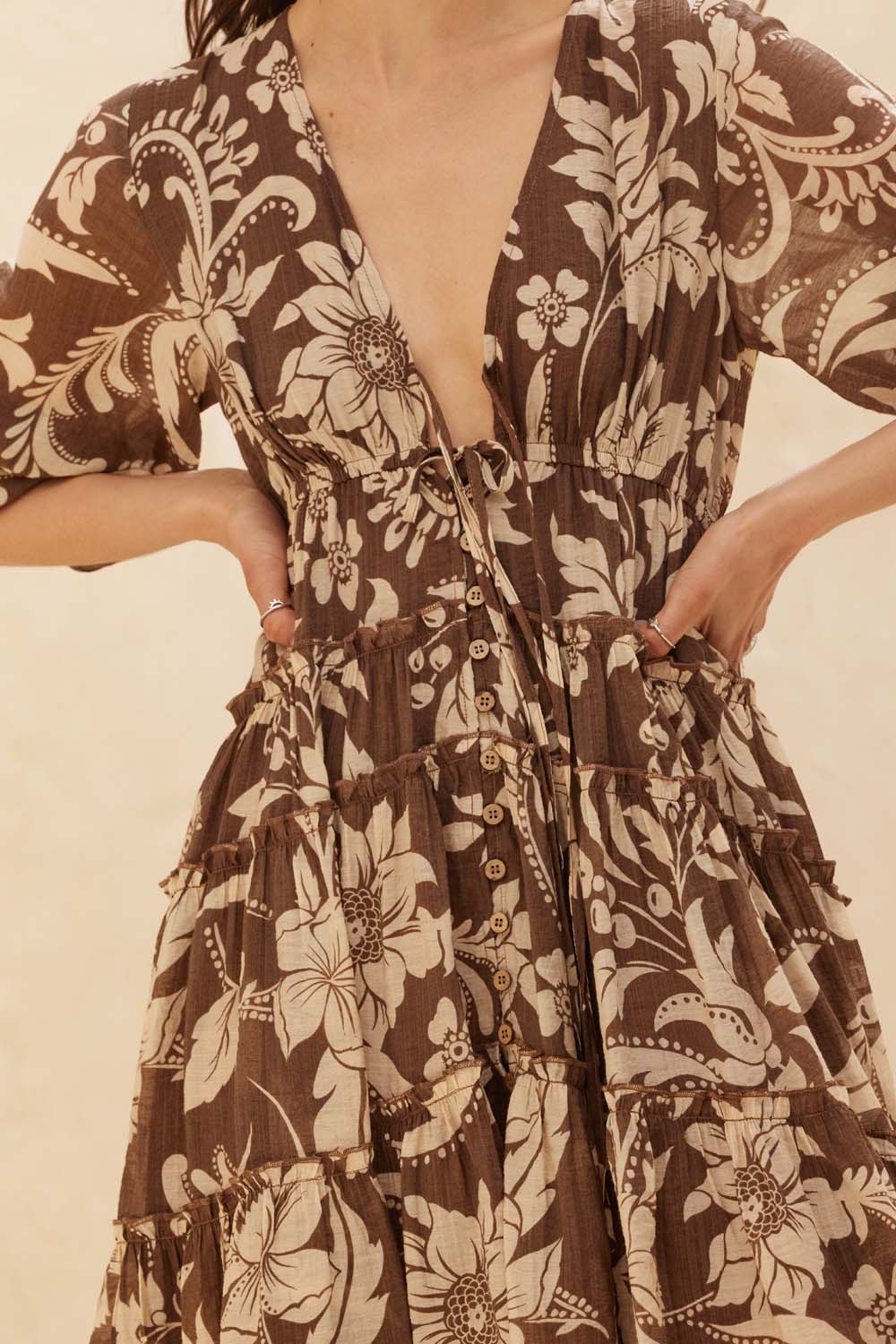 Plunging Floral Dress