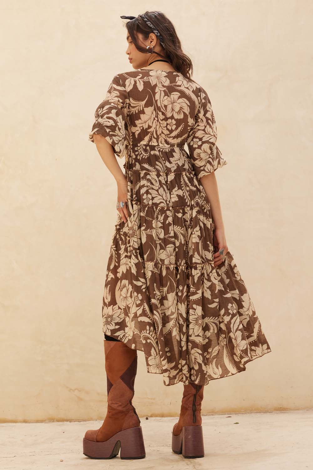 Plunging Floral Dress