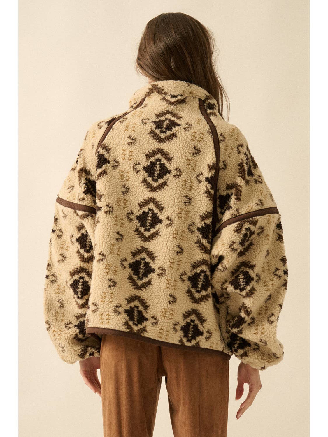 Geo Print Pullover Sherpa