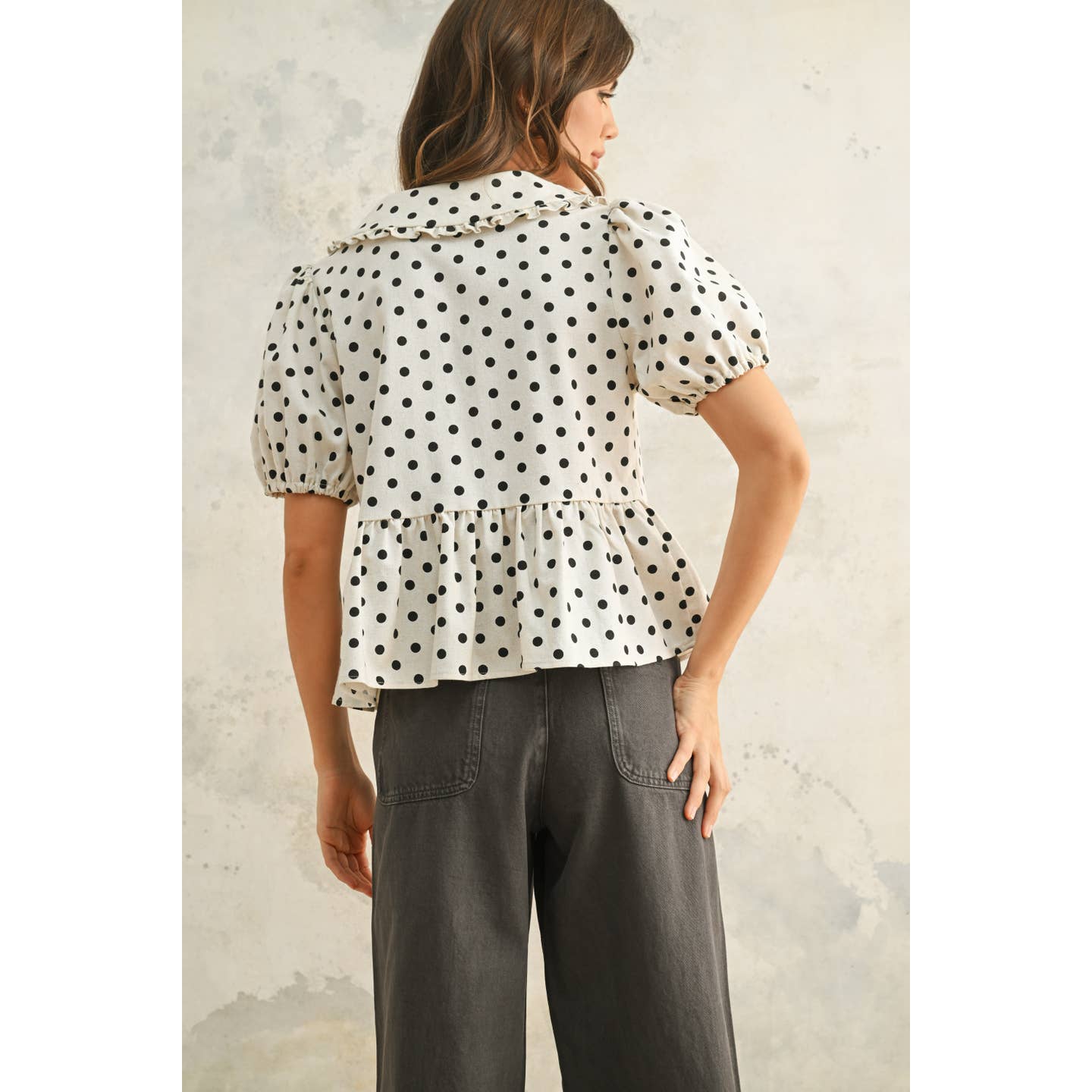 Polka Dot Linen Blouse
