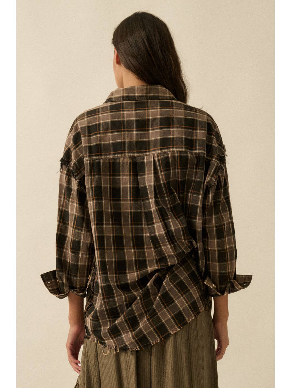 Raw-Edge Oversized Plaid
