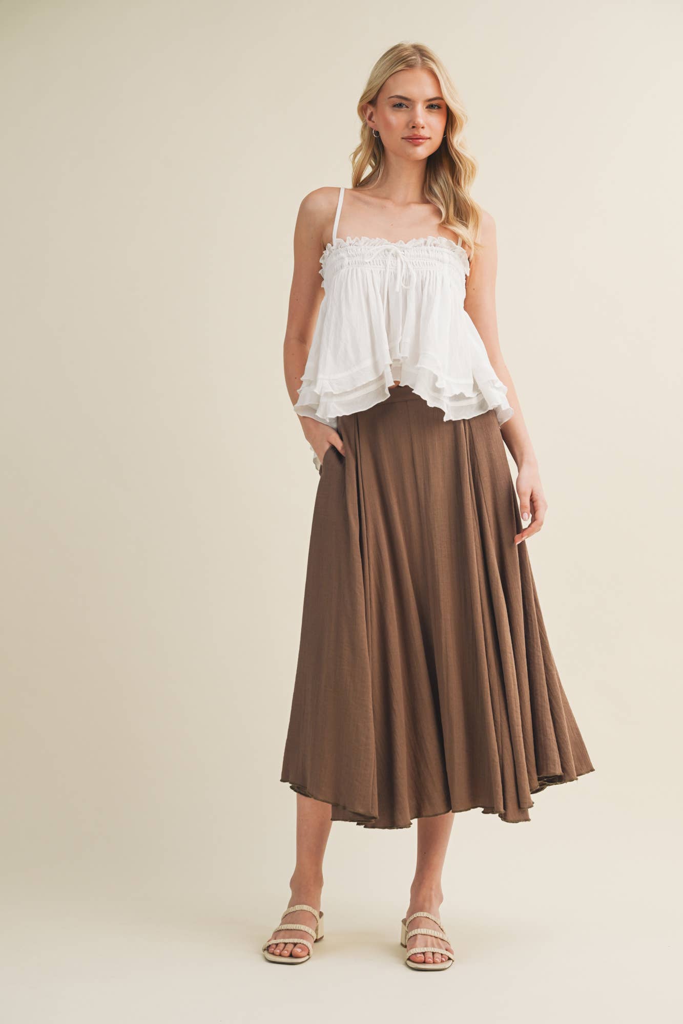 Vertical Panel A-Line Midi Skirt