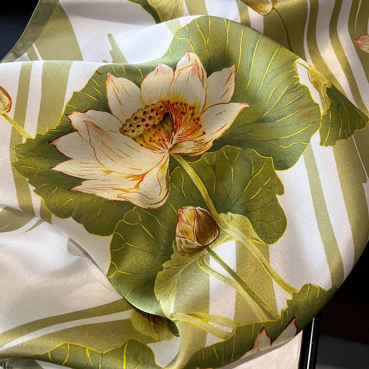 Lillies Silk Square Neck Scarf