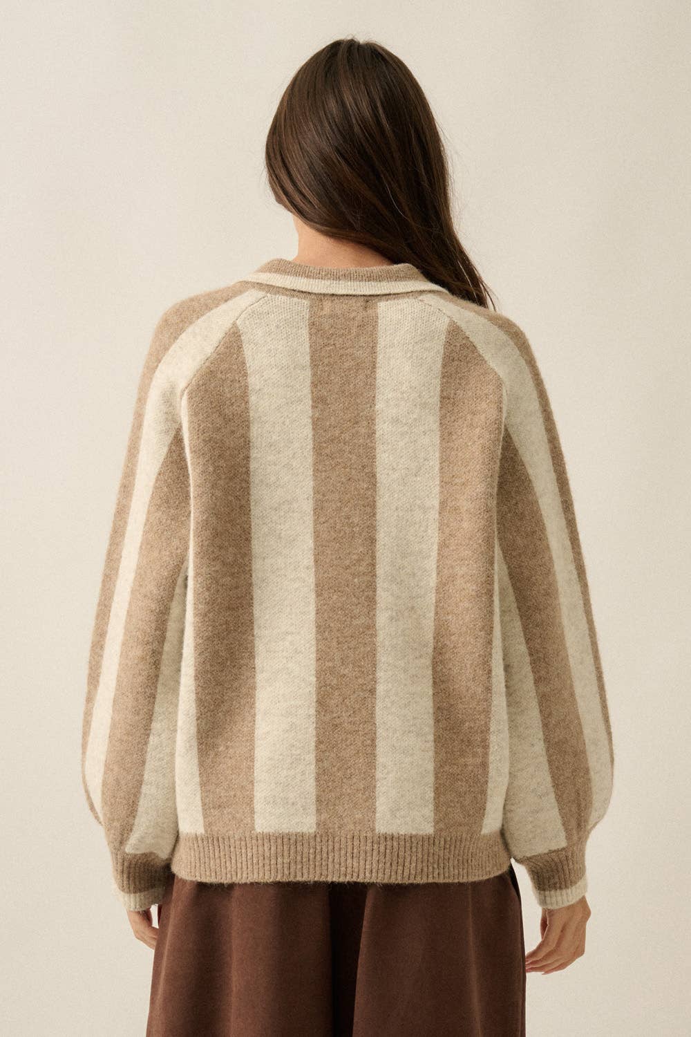 Striped Jacquard Polo Sweater
