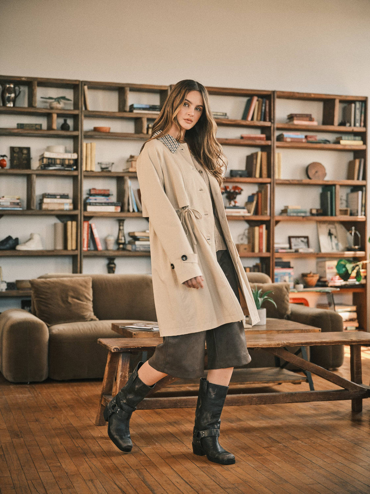 Drawstring Trench Coat