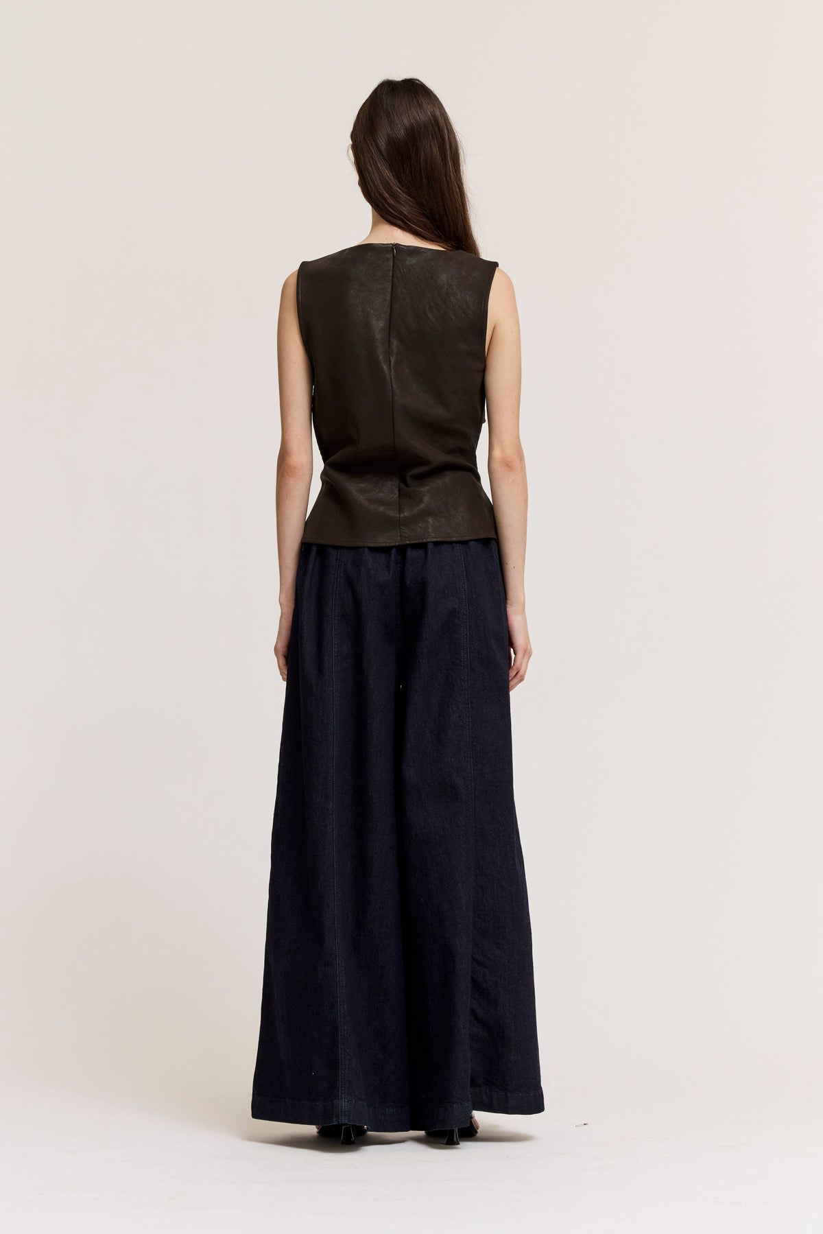 Vegan Leather Peplum Top