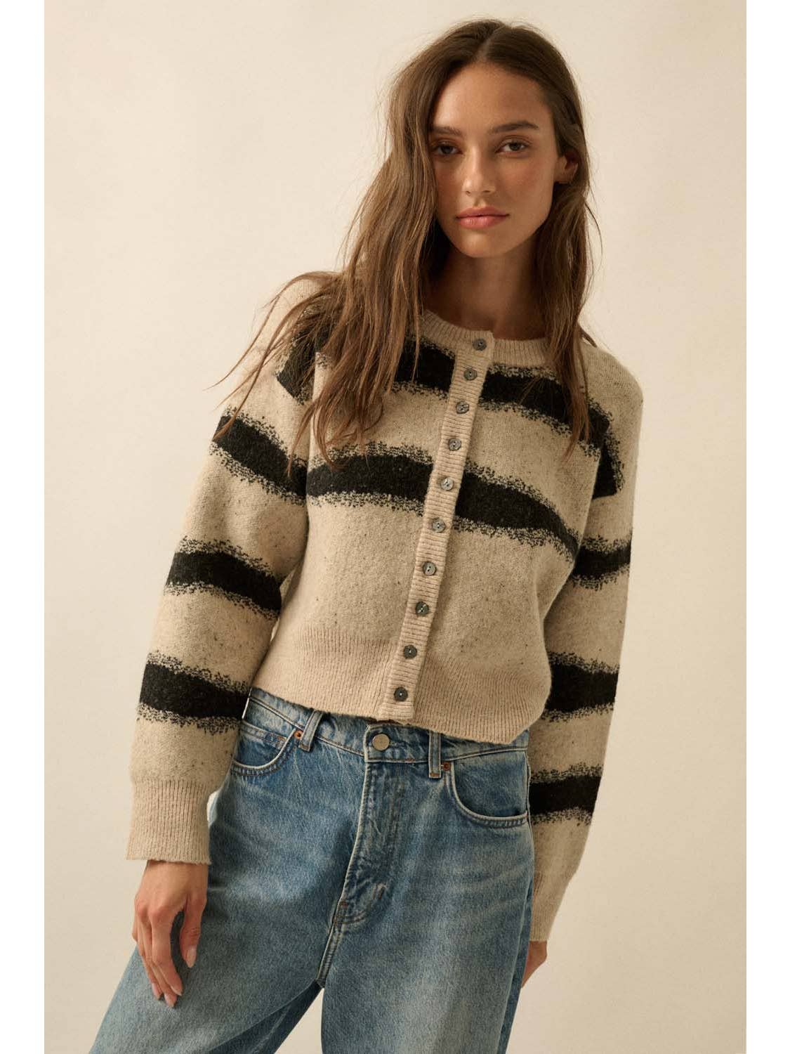 Striped Jacquard Cardigan