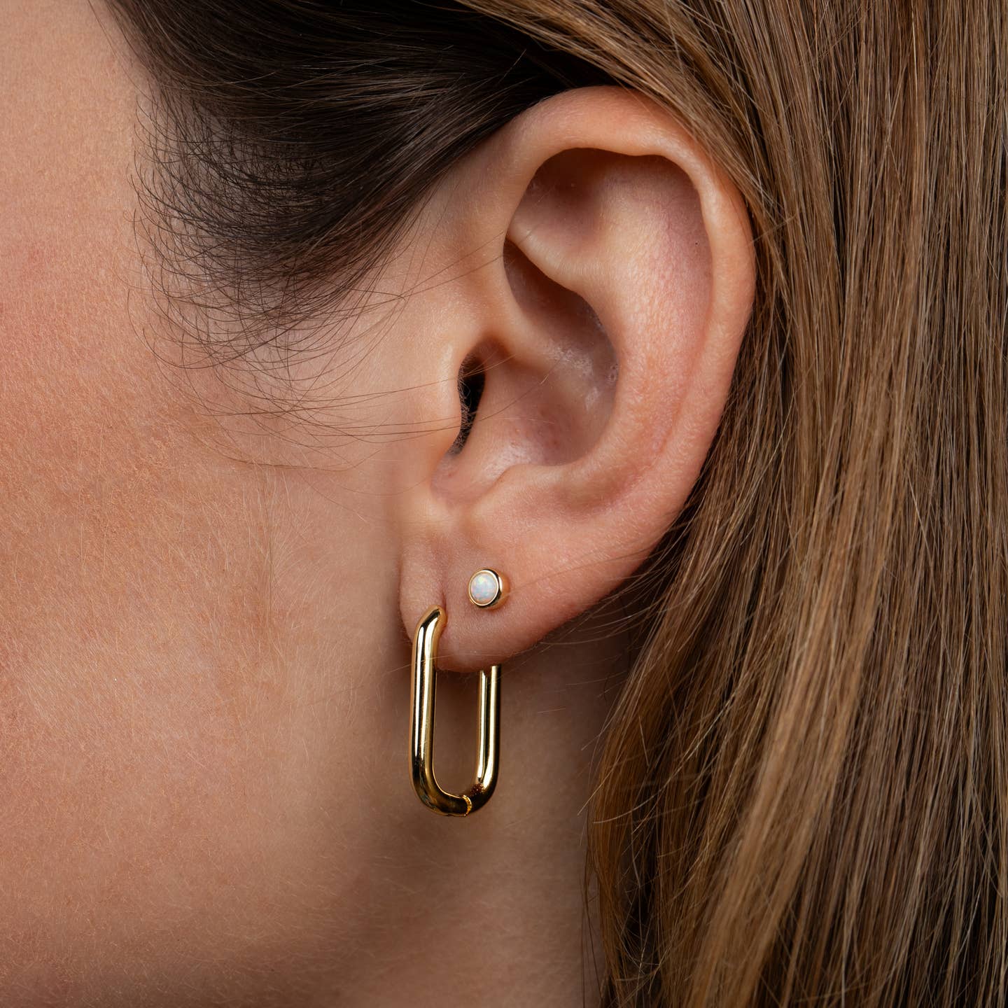 Simple Stud White Opal