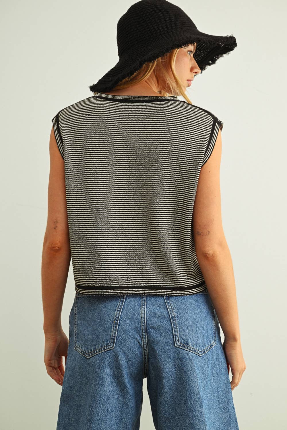 Pinstriped Sleeveless Knit