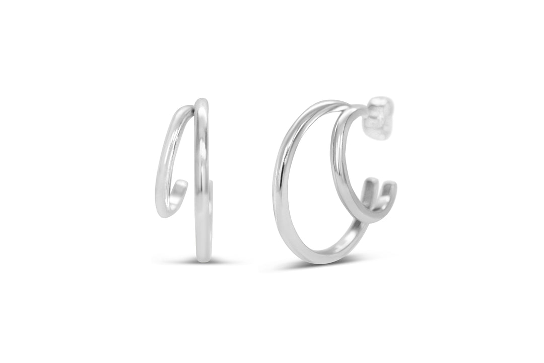 Hi-Lo Tide Double Hoop Silver ~ Isla
