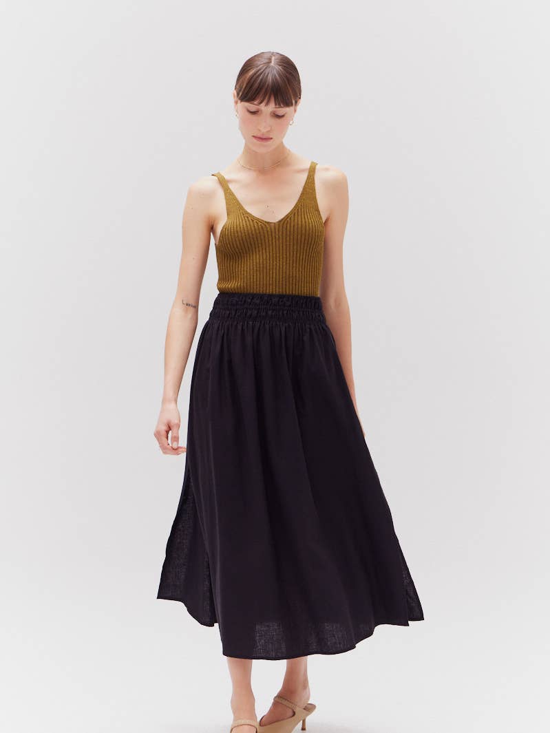 Linen Slit Maxi Skirt
