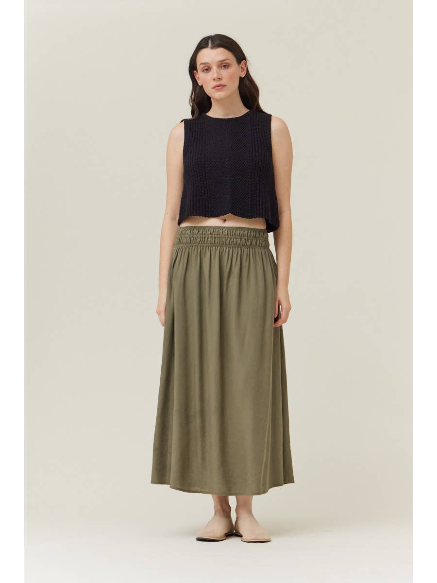 Linen Slit Maxi Skirt