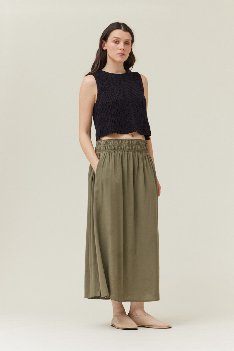 Linen Slit Maxi Skirt