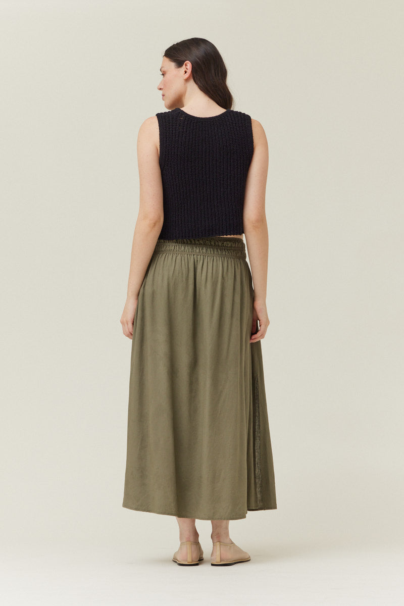 Linen Slit Maxi Skirt