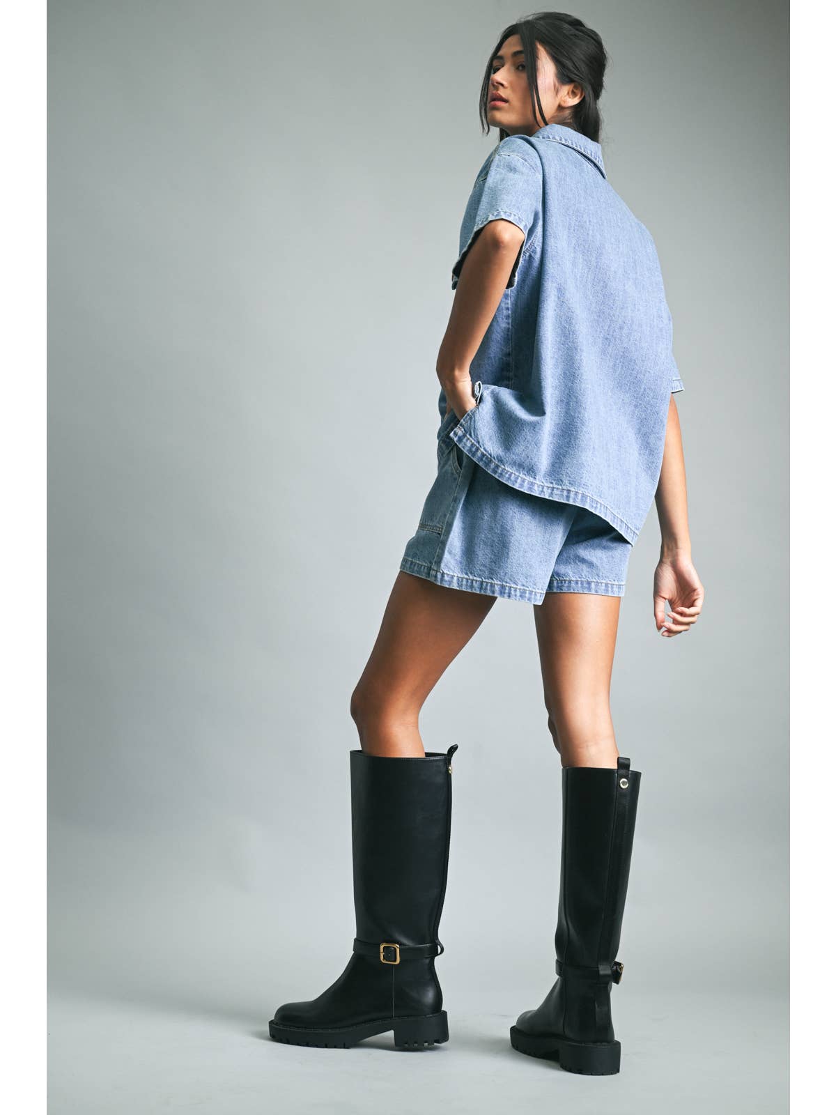 Denim Drawstring Shorts
