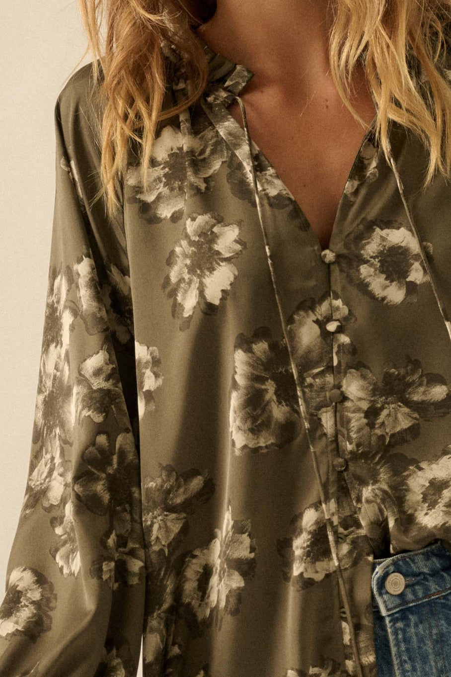 Satin Floral Blouse