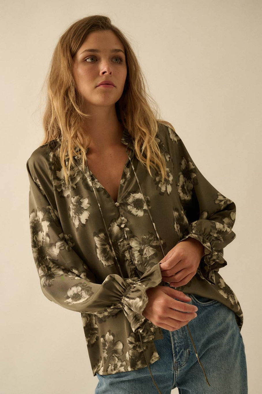 Satin Floral Blouse