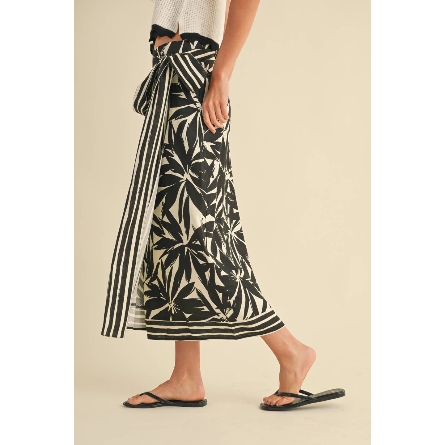 Linen Floral Wrap Skirt