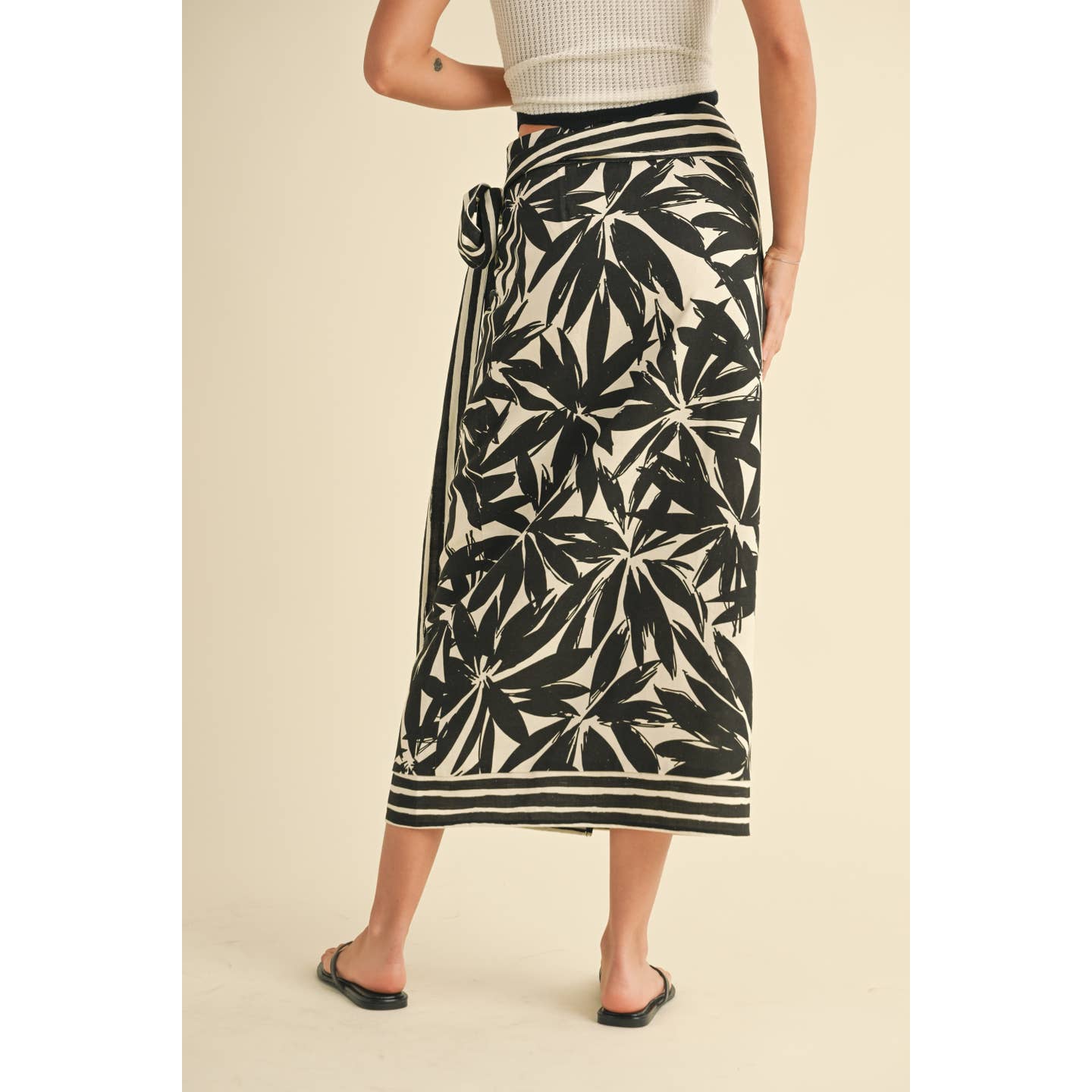 Linen Floral Wrap Skirt