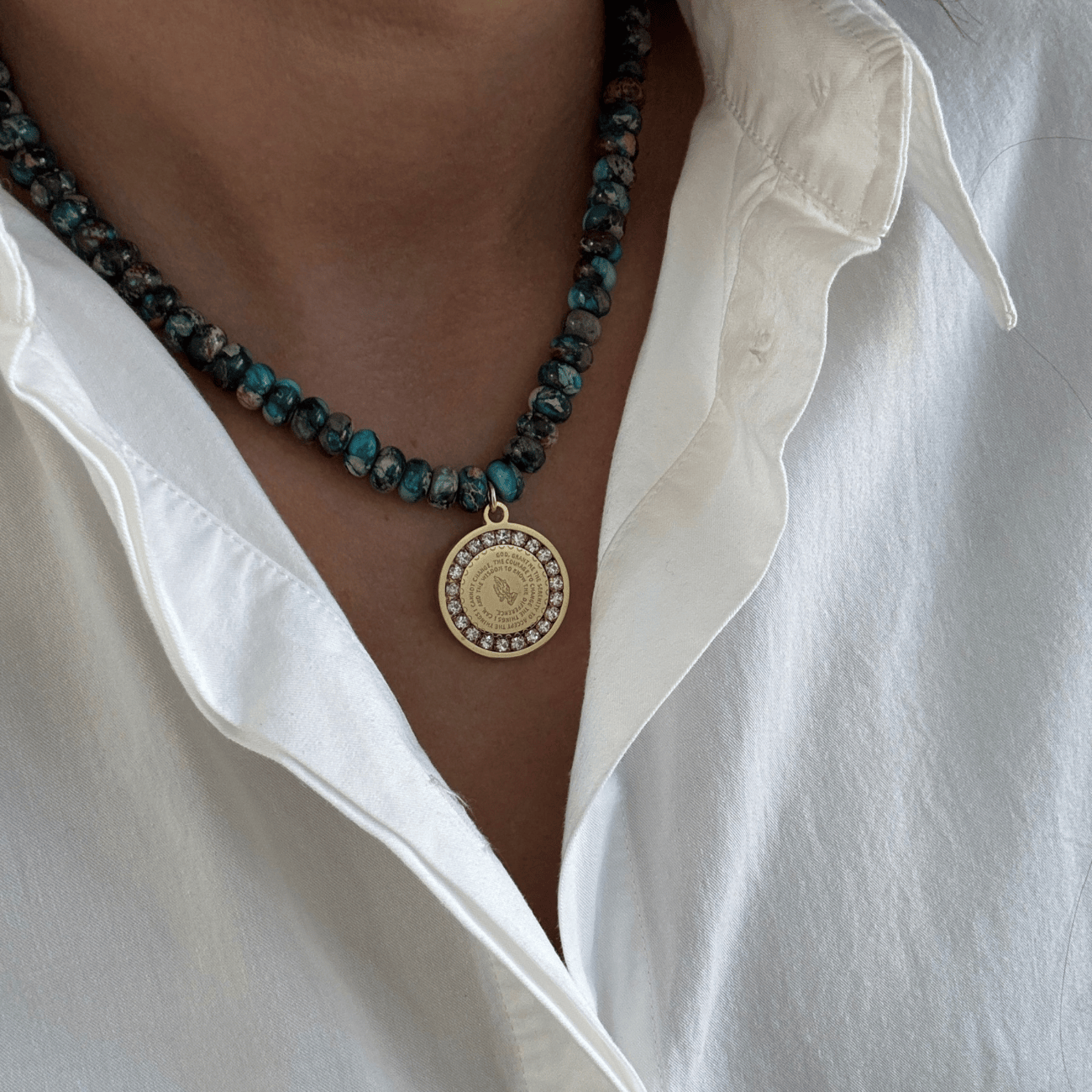 Water Color Prayer Warrior Necklace