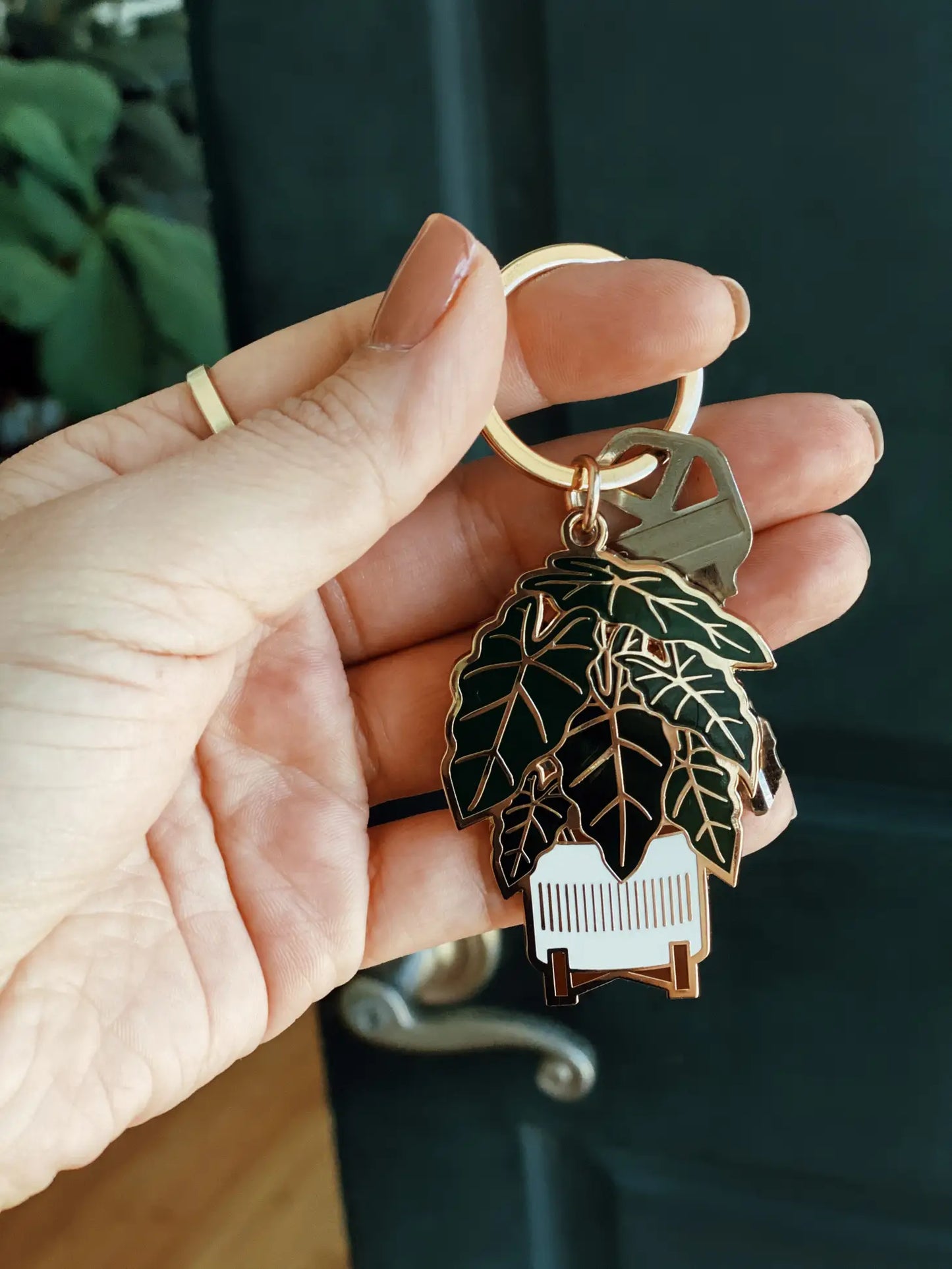 Alocasia Plant Keychain