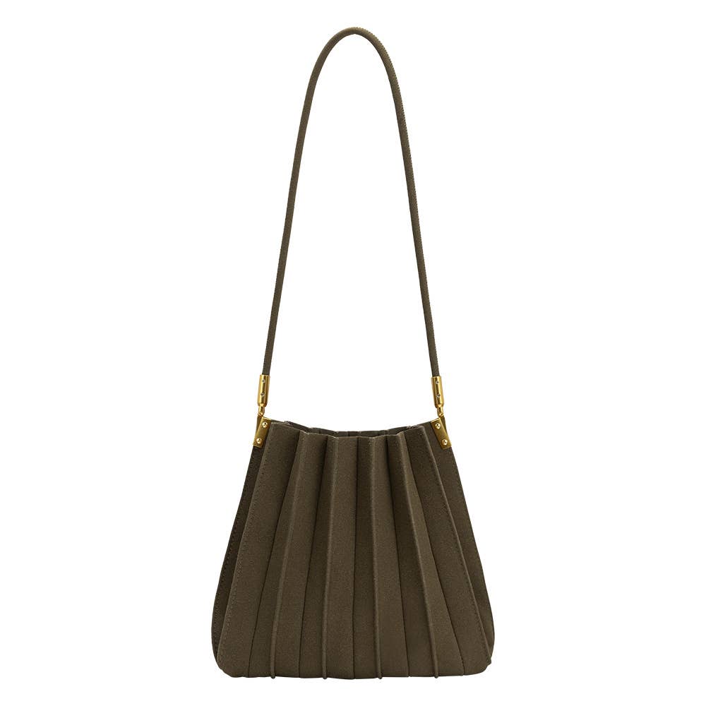 Carrie Suede Olive Shoulder Bag