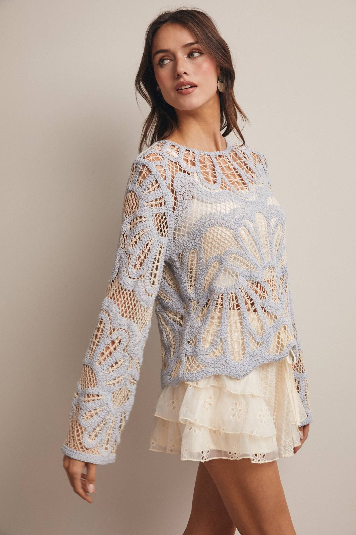 Crochet Floral Sweater