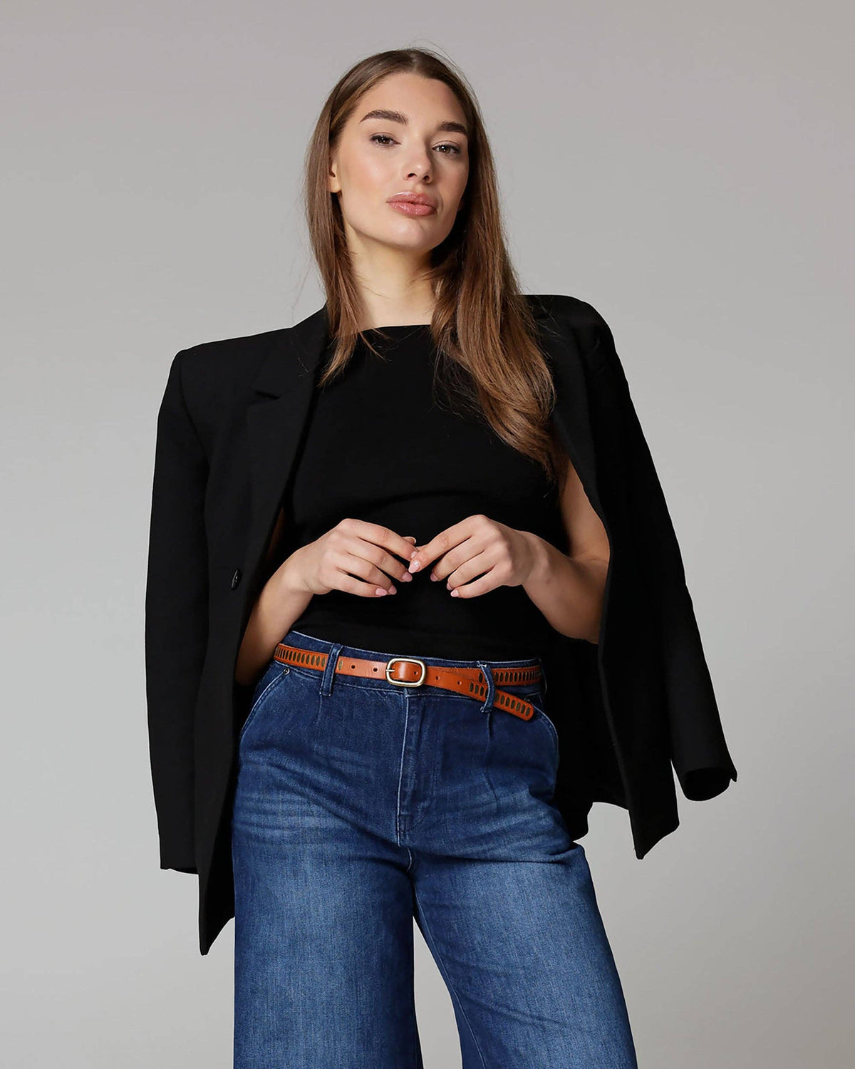 Ines | Premium Handcrafted Leather Belt with Antique Brass Hardware