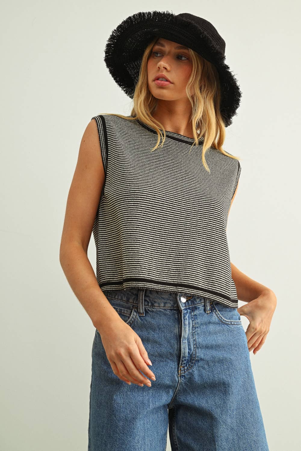 Pinstriped Sleeveless Knit