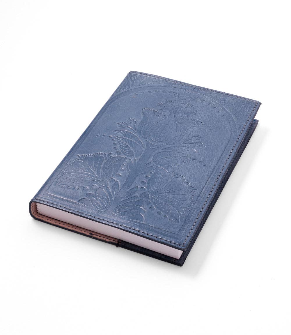 Embossed Blue Leather Journal