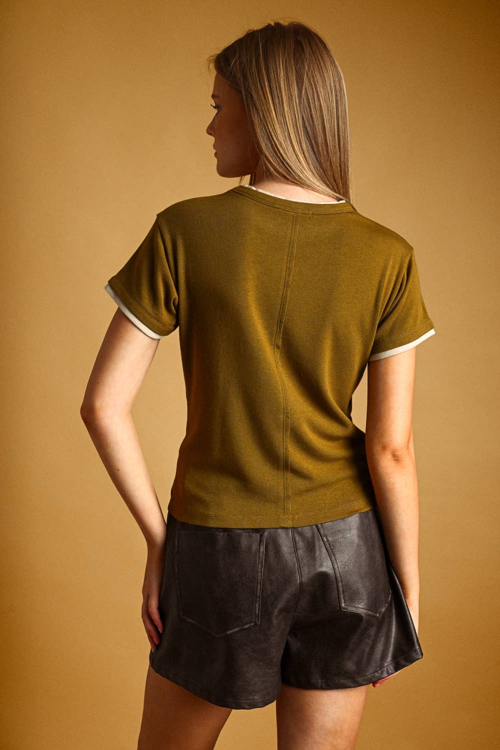 Contrast Olive Tee