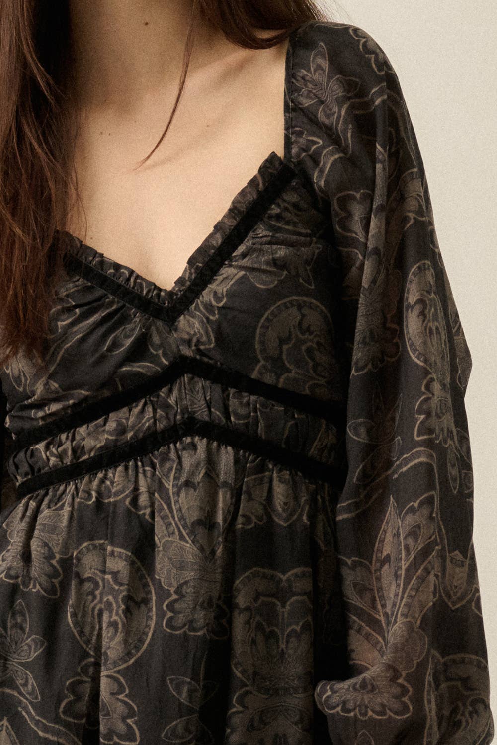 Ornate Velvet Trim Maxi