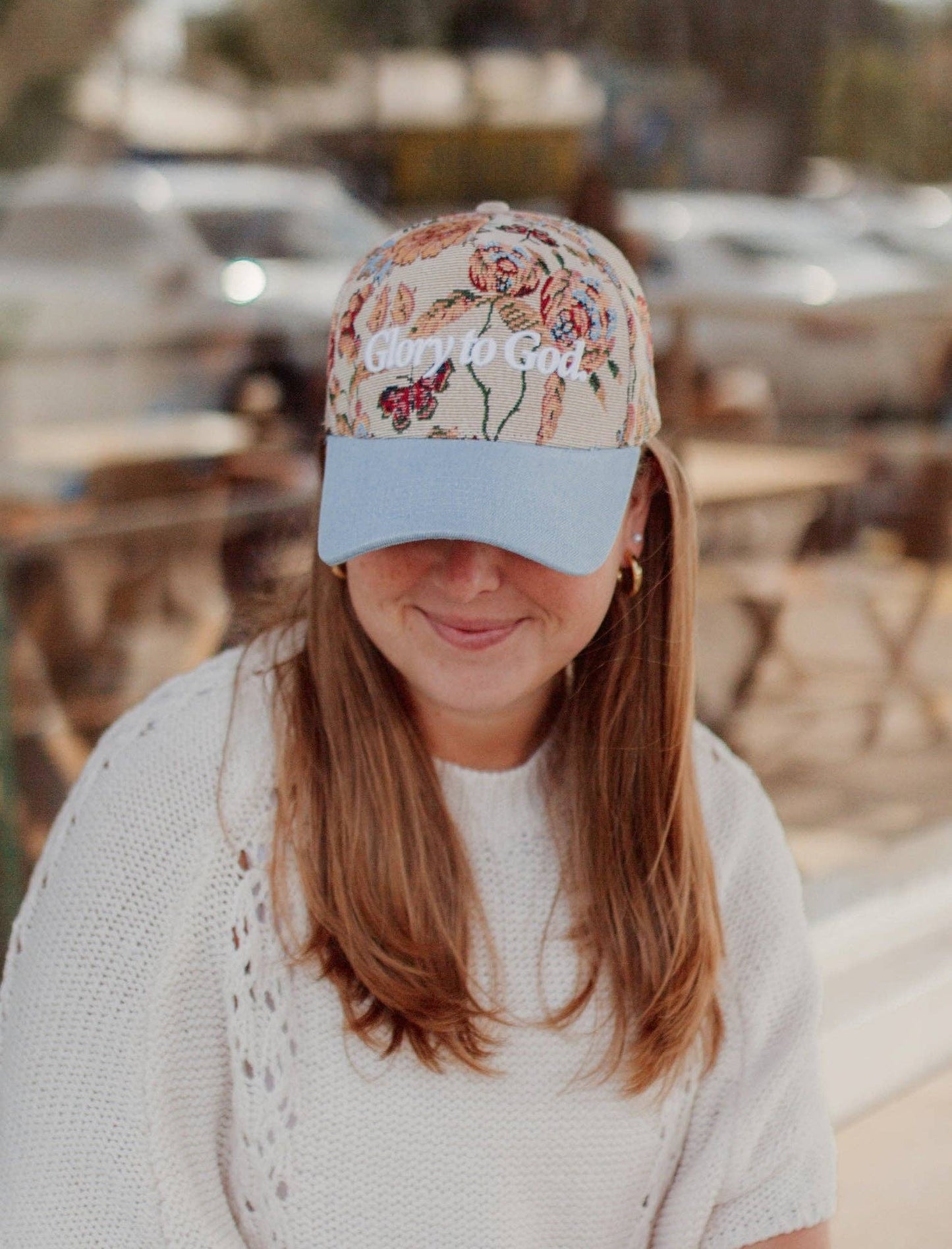 Floral "Glory to God" Trucker Hat