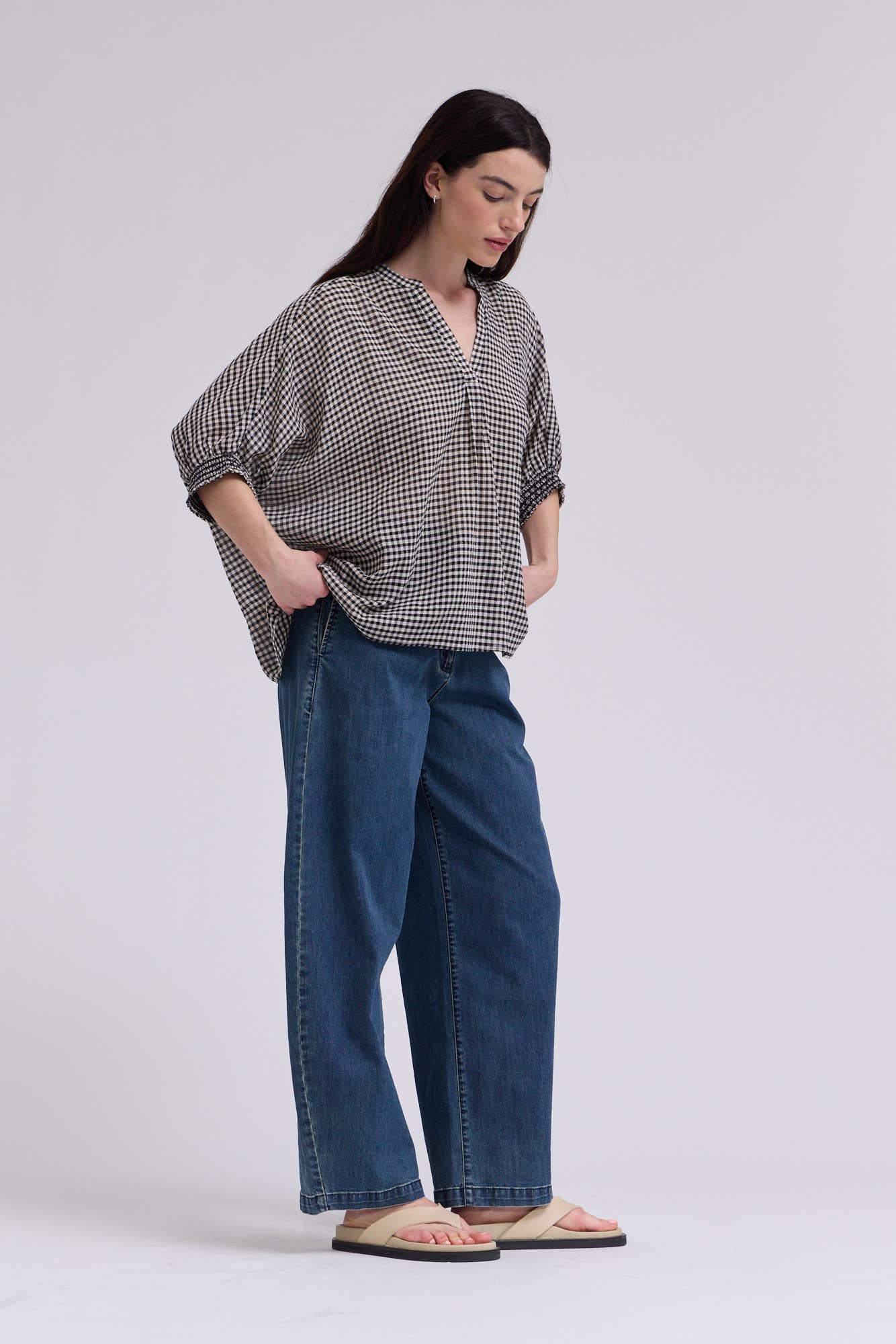 Crinkle Smocked Blouse