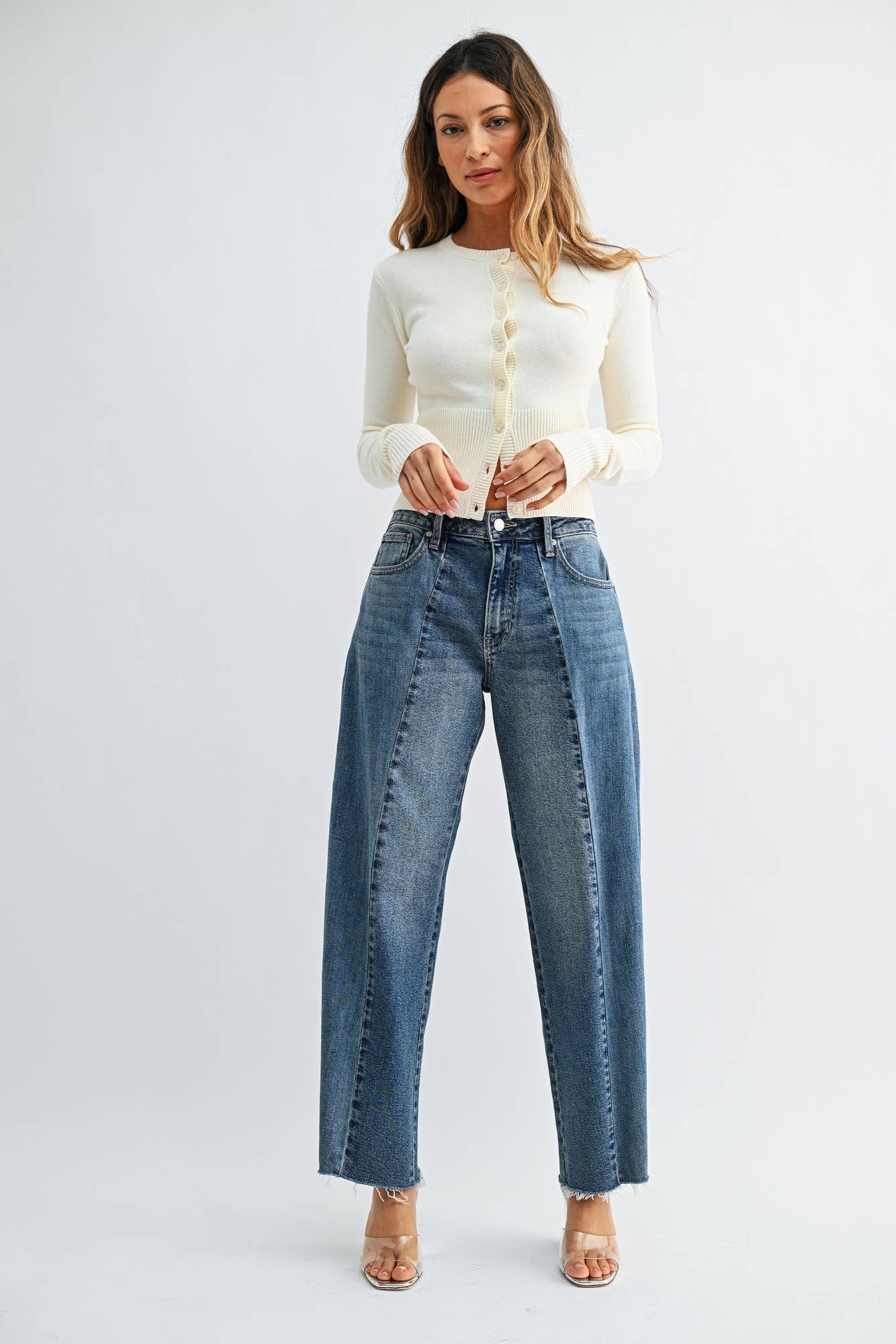 Pleated Barrel Jeans
