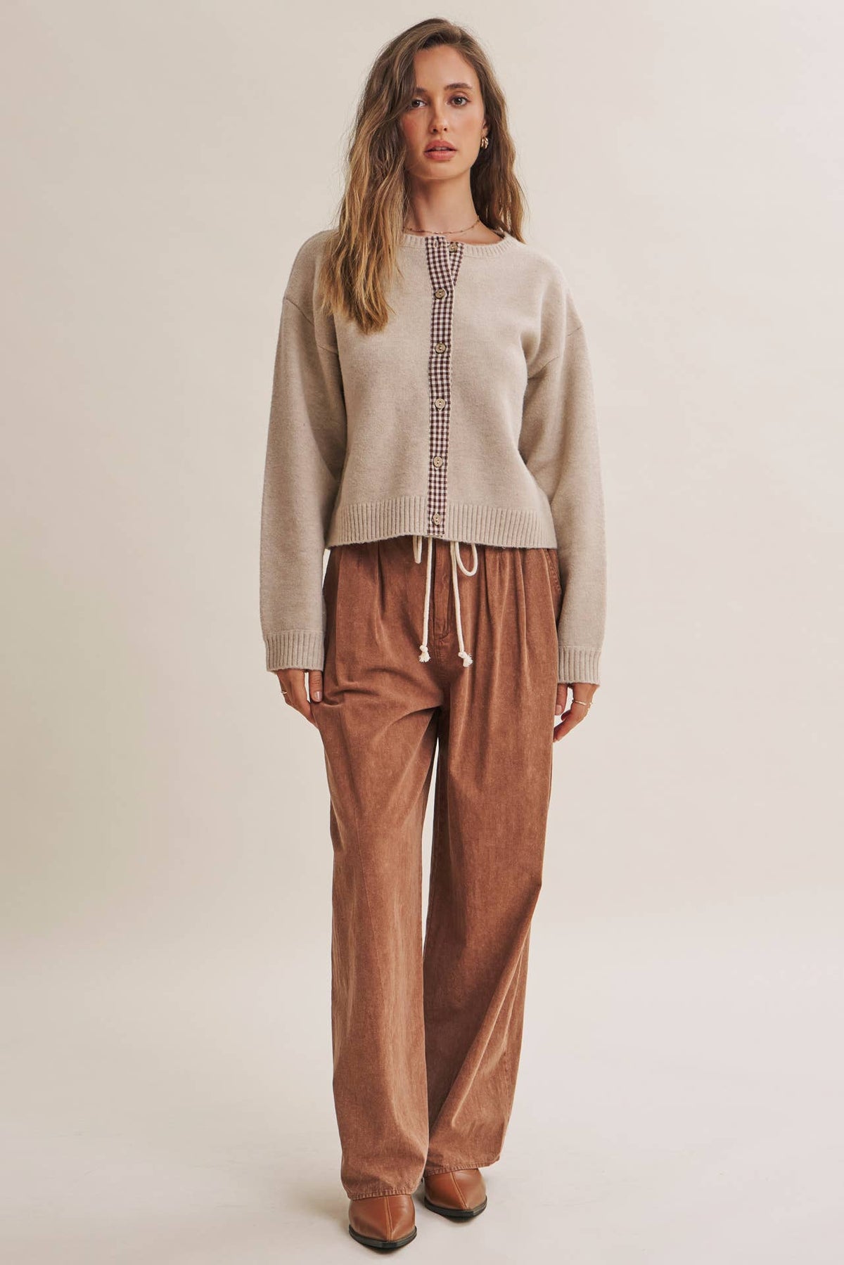 Checkered Seam Cardigan